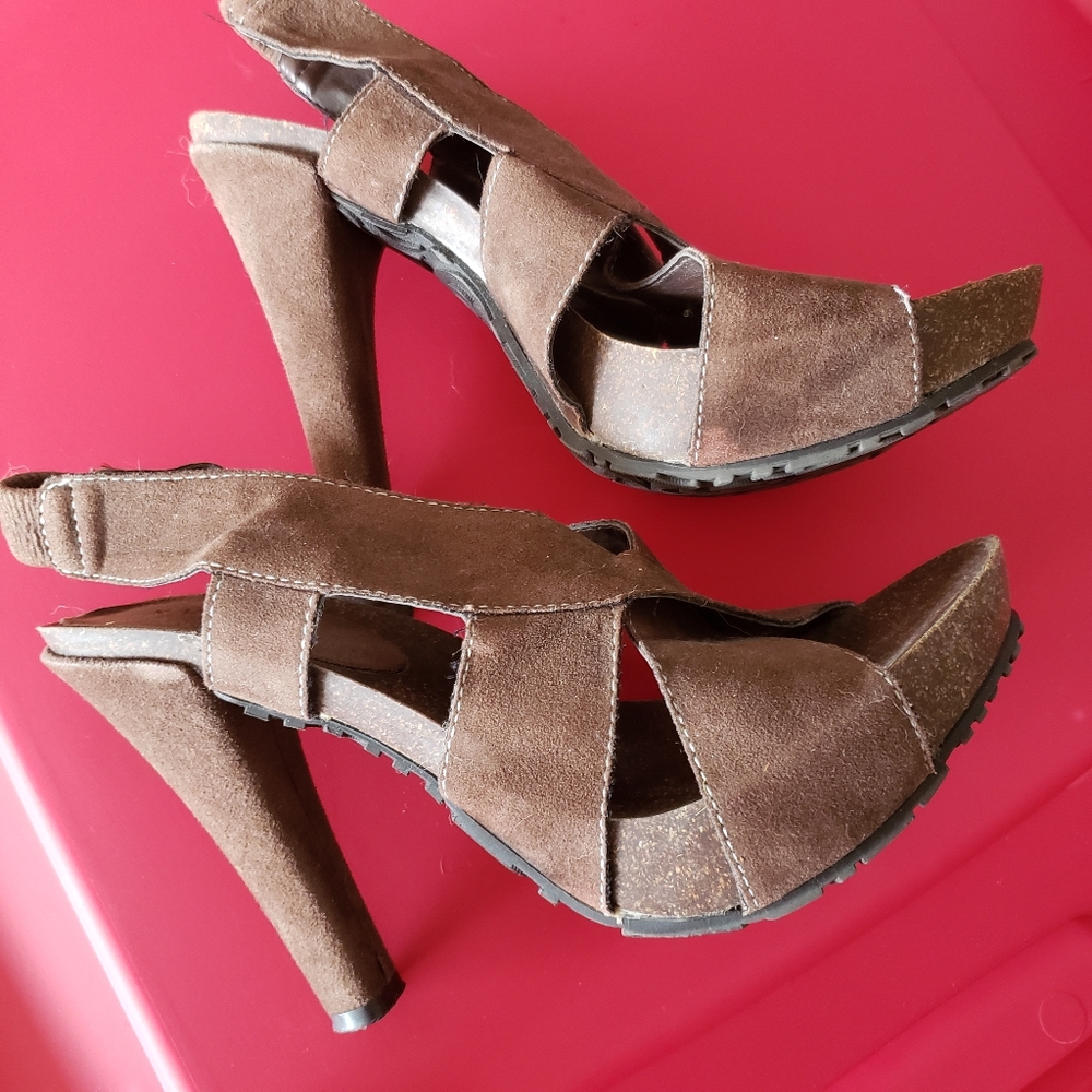 Suede open toed platform sandals